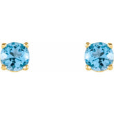 14K Yellow 4 mm Natural Sky Blue Topaz Stud Earrings